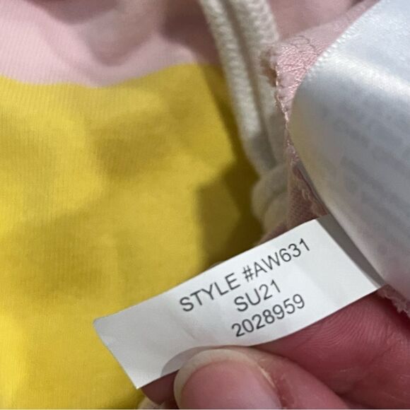 J. Crew Striped Funnelneck Pullover Top in Pink & Lemon Yellow Size Small - Picture 9 of 9